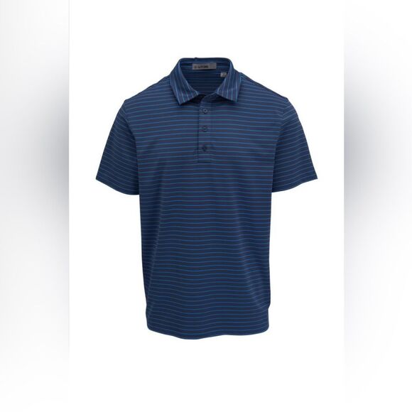 G/Fore Pencil Stripe Pique Golf Polo Tech Jersey Shirt Twilight Blue Wicking - Picture 1 of 8